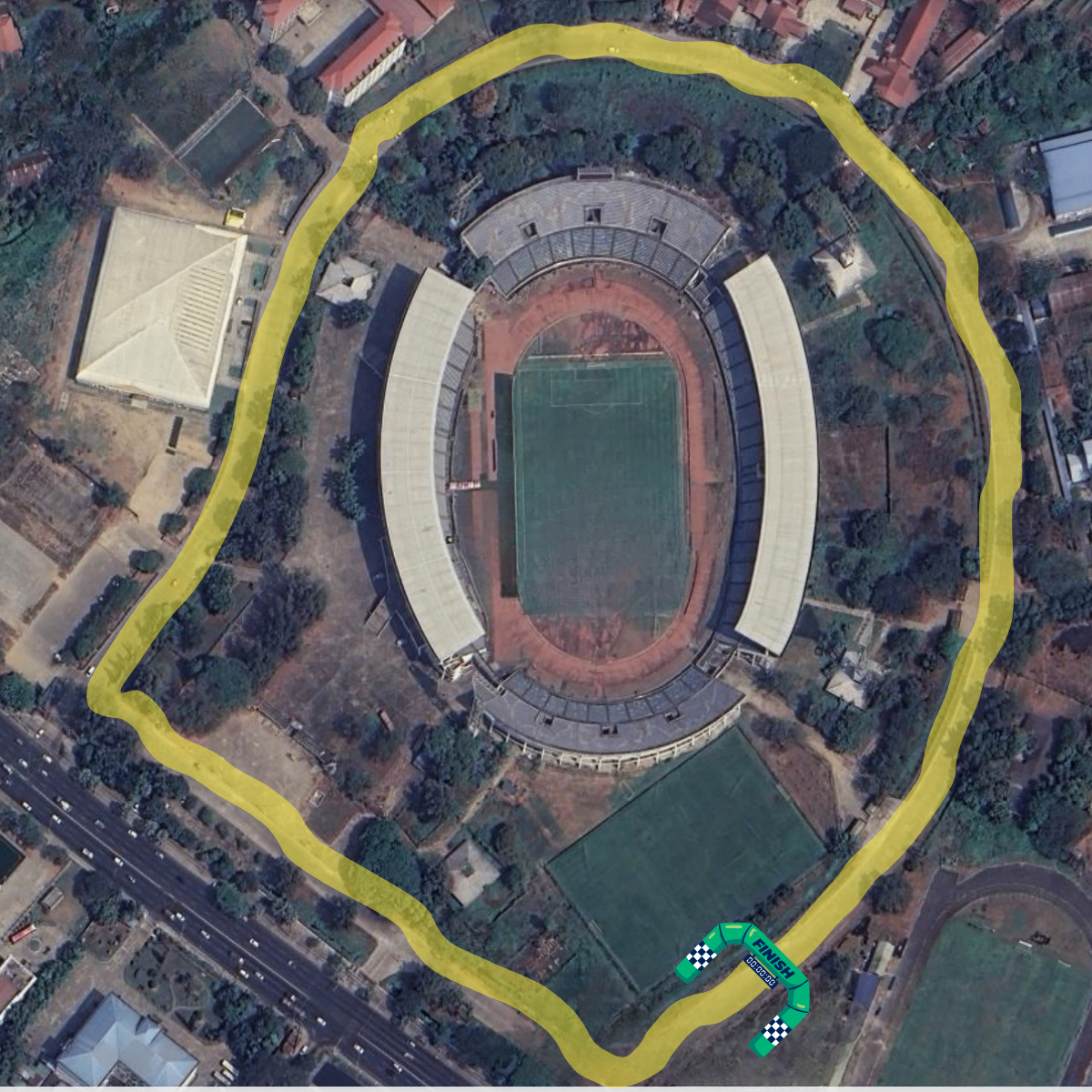 Thuwunna Criterium reference aerial — outer-ring closed circuit, 1.3 km per lap